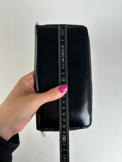 Vintage Junko Koshino Zip-Around Wallet Leather Black