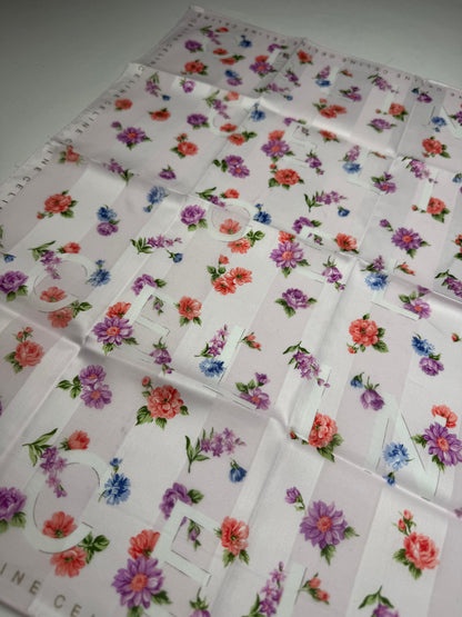 Vintage Celine Floral Scarf Pink