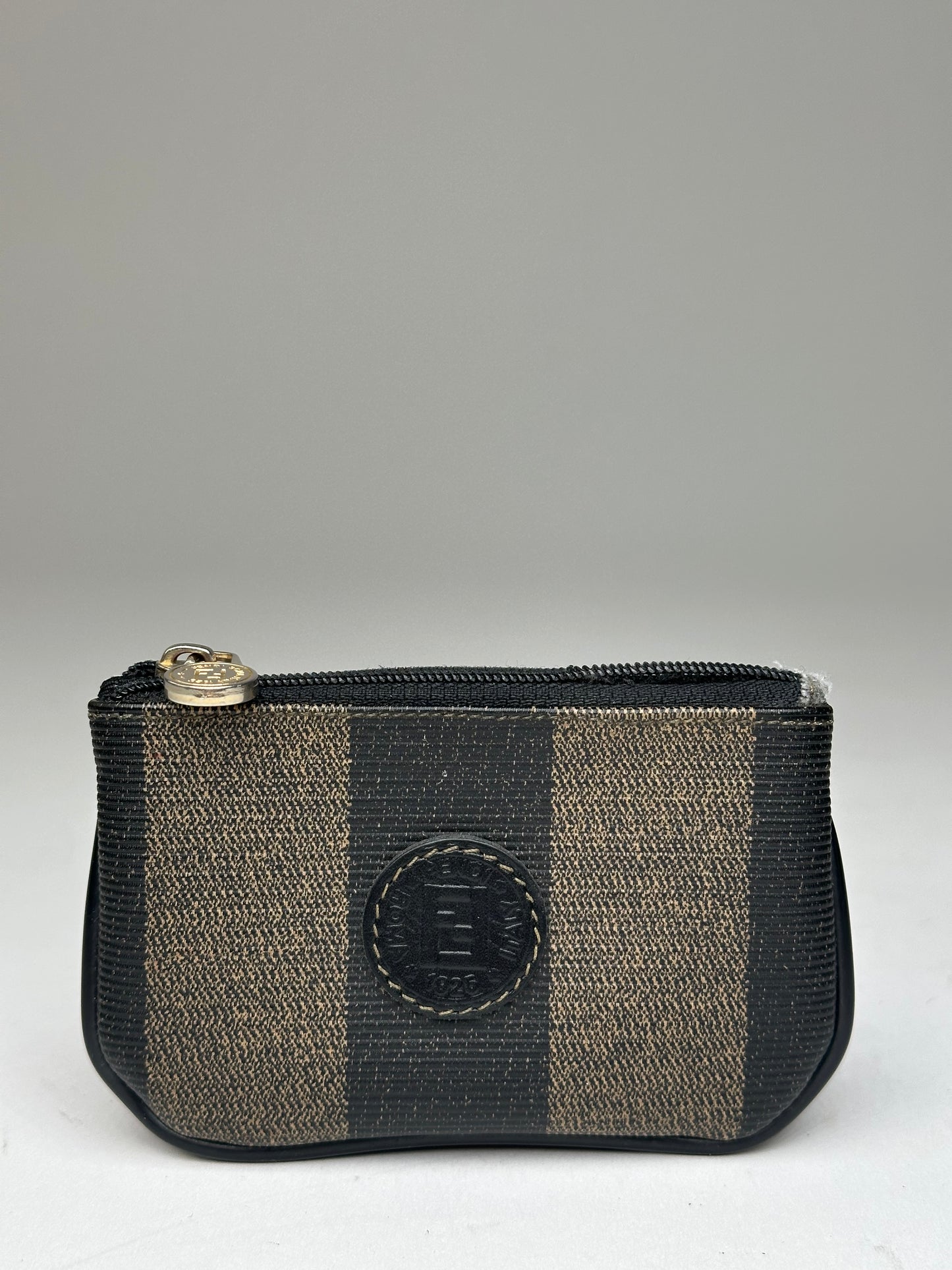Vintage Fendi Card Holder Striped Brown