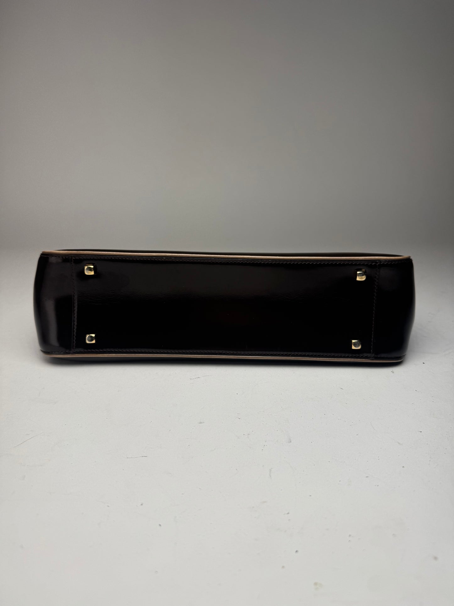 Vintage Salvatore Ferragamo Patent Leather Bag black brown