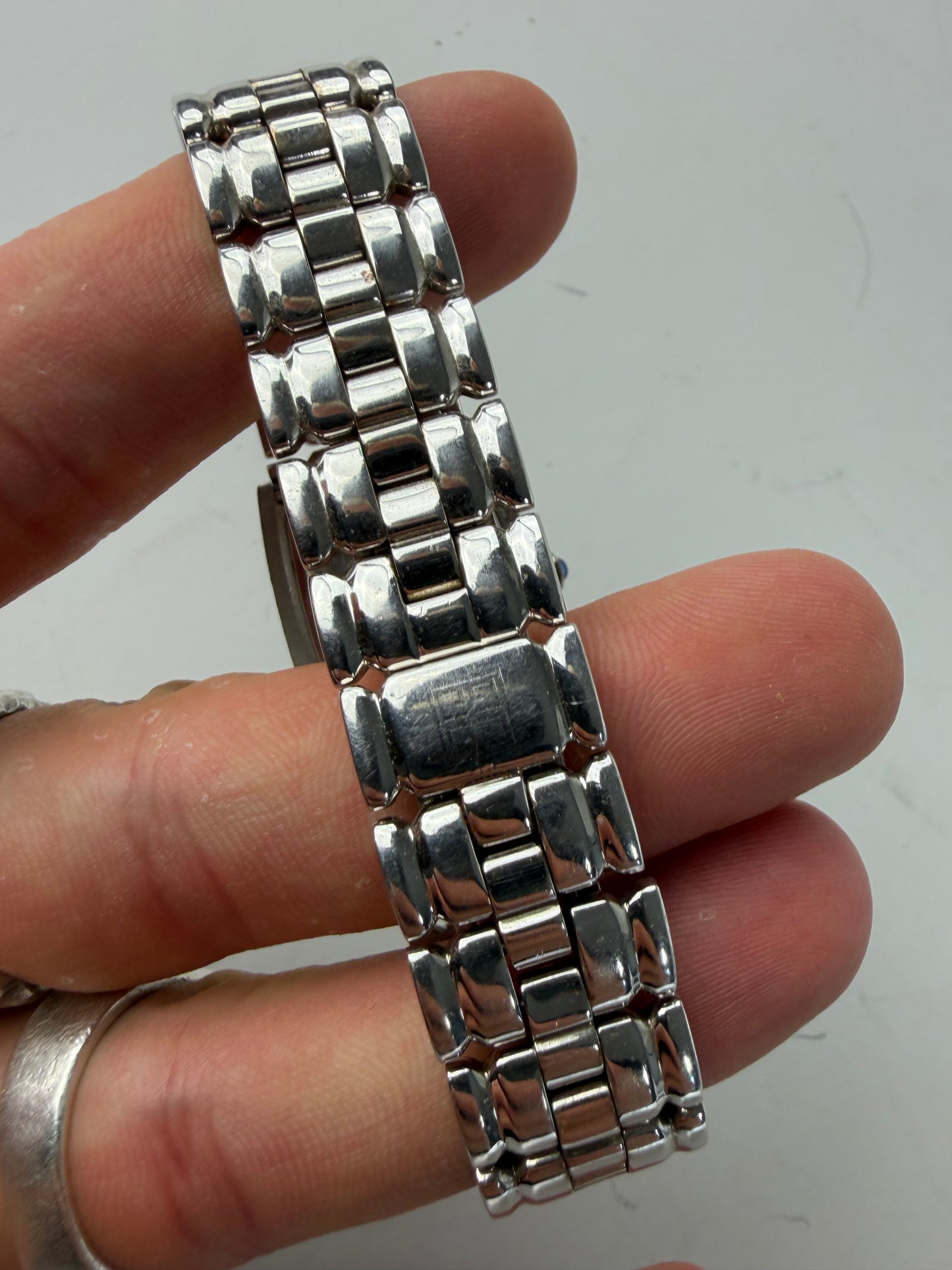 Vintage Givenchy Stainless Steel Bracelet Watch Blue Dial Silver