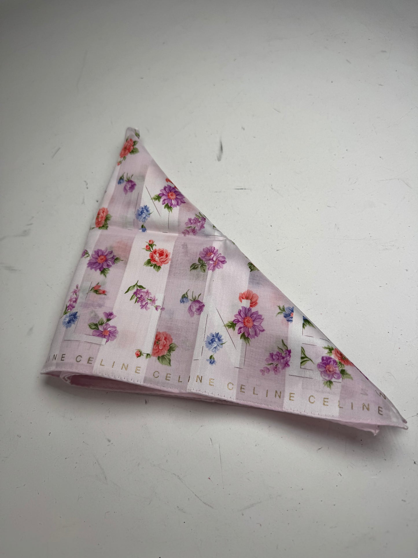 Vintage Celine Floral Scarf Pink