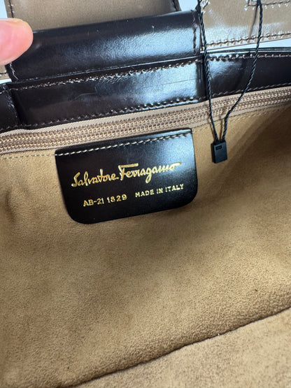 Vintage Salvatore Ferragamo Patent Leather Bag black brown