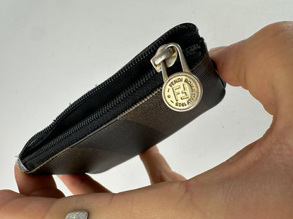 Vintage Fendi Card Holder Striped Brown