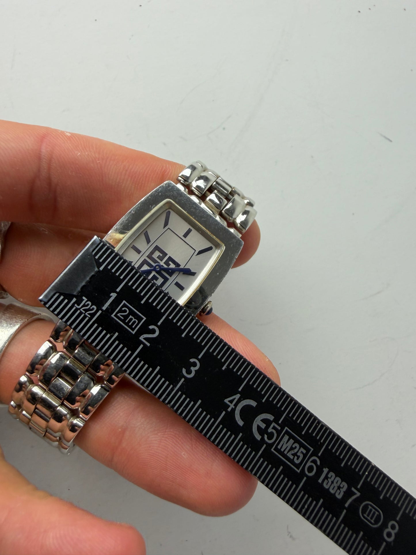 Vintage Givenchy Stainless Steel Bracelet Watch Blue Dial Silver