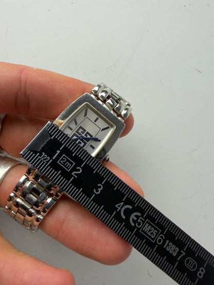 Vintage Givenchy Stainless Steel Bracelet Watch Blue Dial Silver