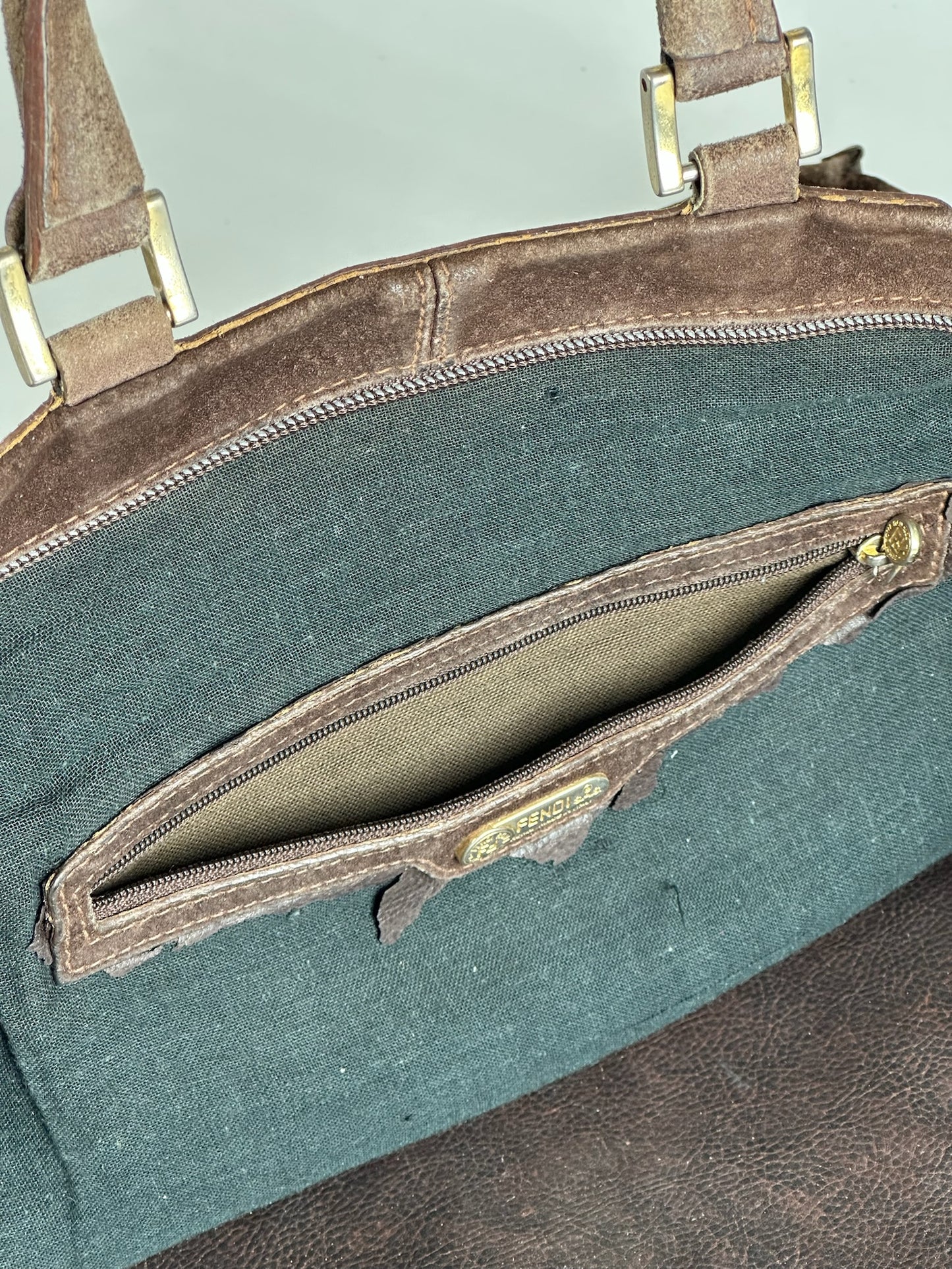 Vintage Fendi Suede Handbag Brown