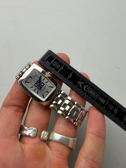 Vintage Givenchy Stainless Steel Bracelet Watch Blue Dial Silver