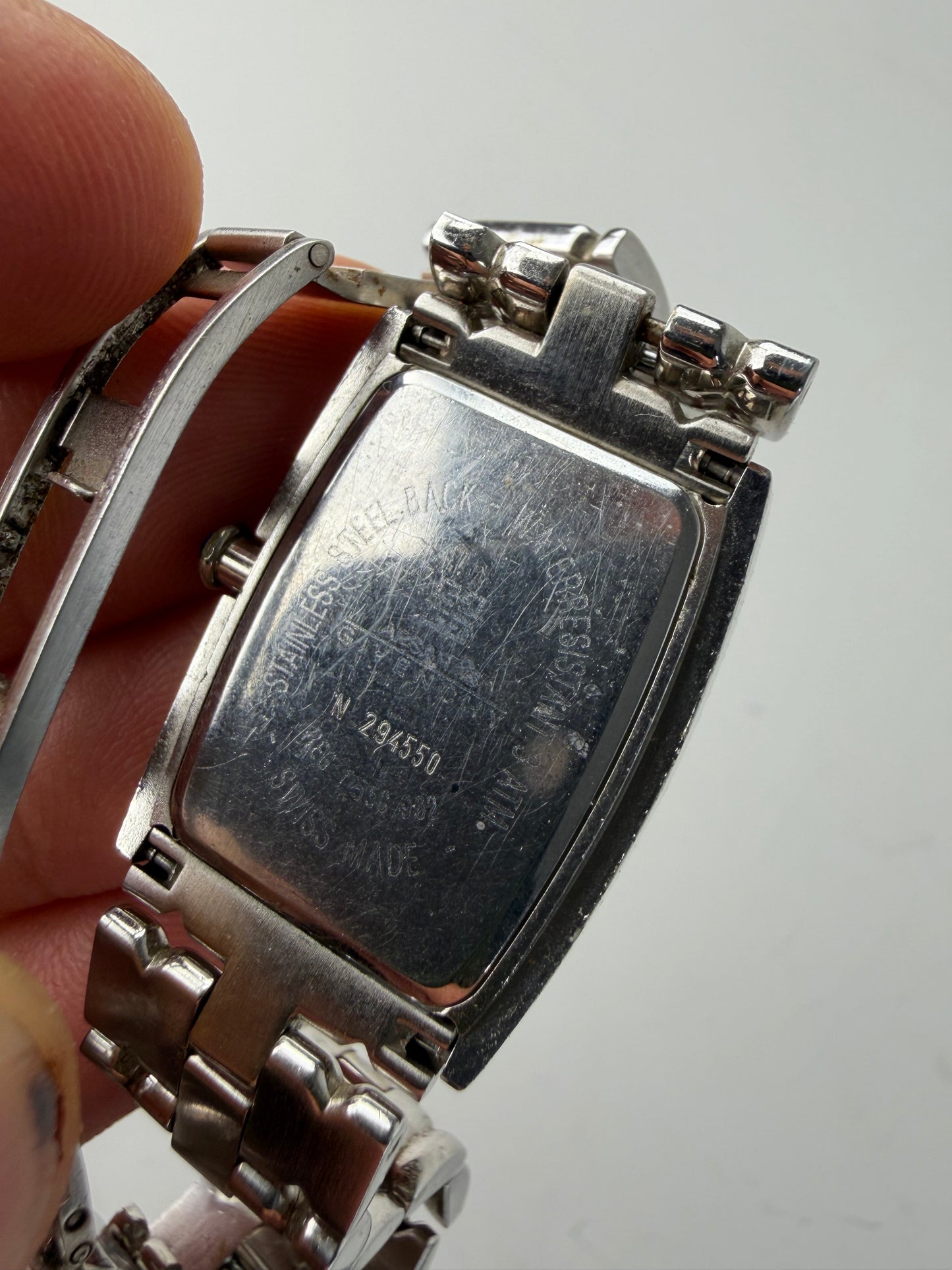 Vintage Givenchy Stainless Steel Bracelet Watch Blue Dial Silver