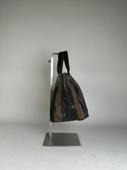 Vintage Fendi Canvas Tote Black Brown