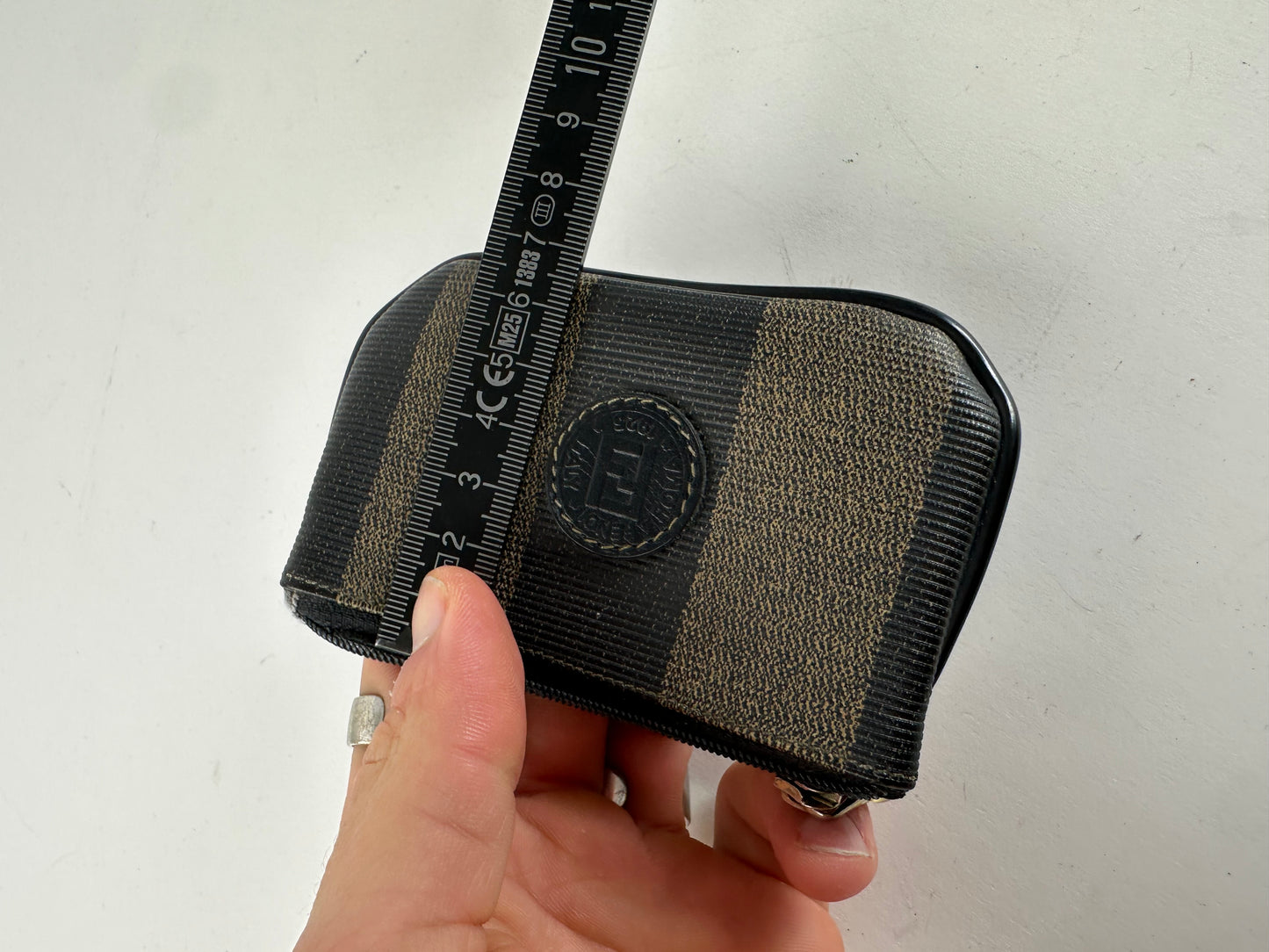Vintage Fendi Card Holder Striped Brown