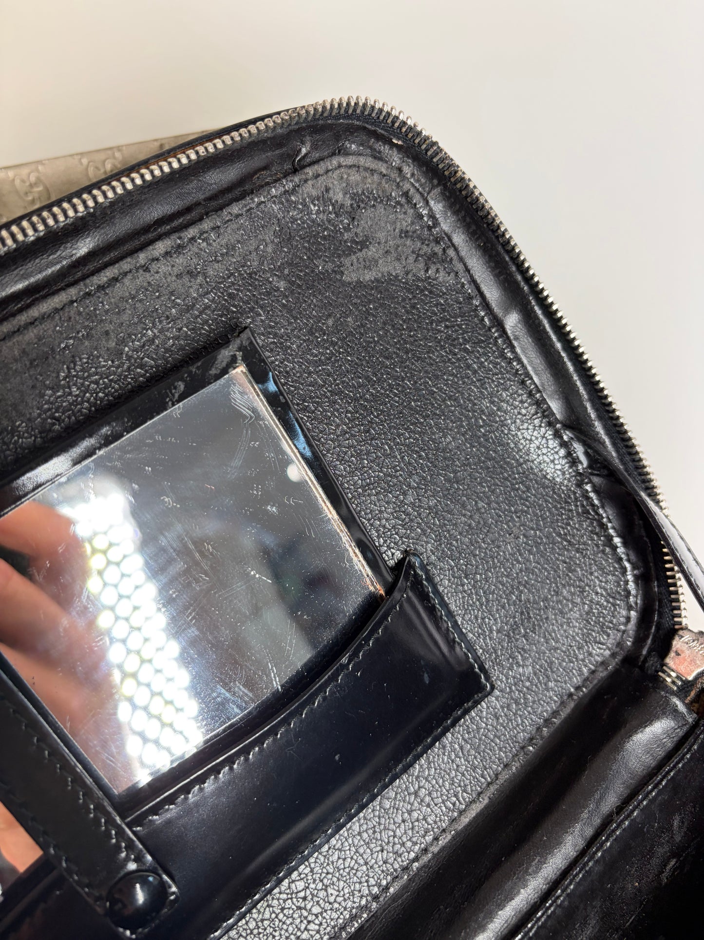 Vintage Gucci Patent Leather Tote Black Silver