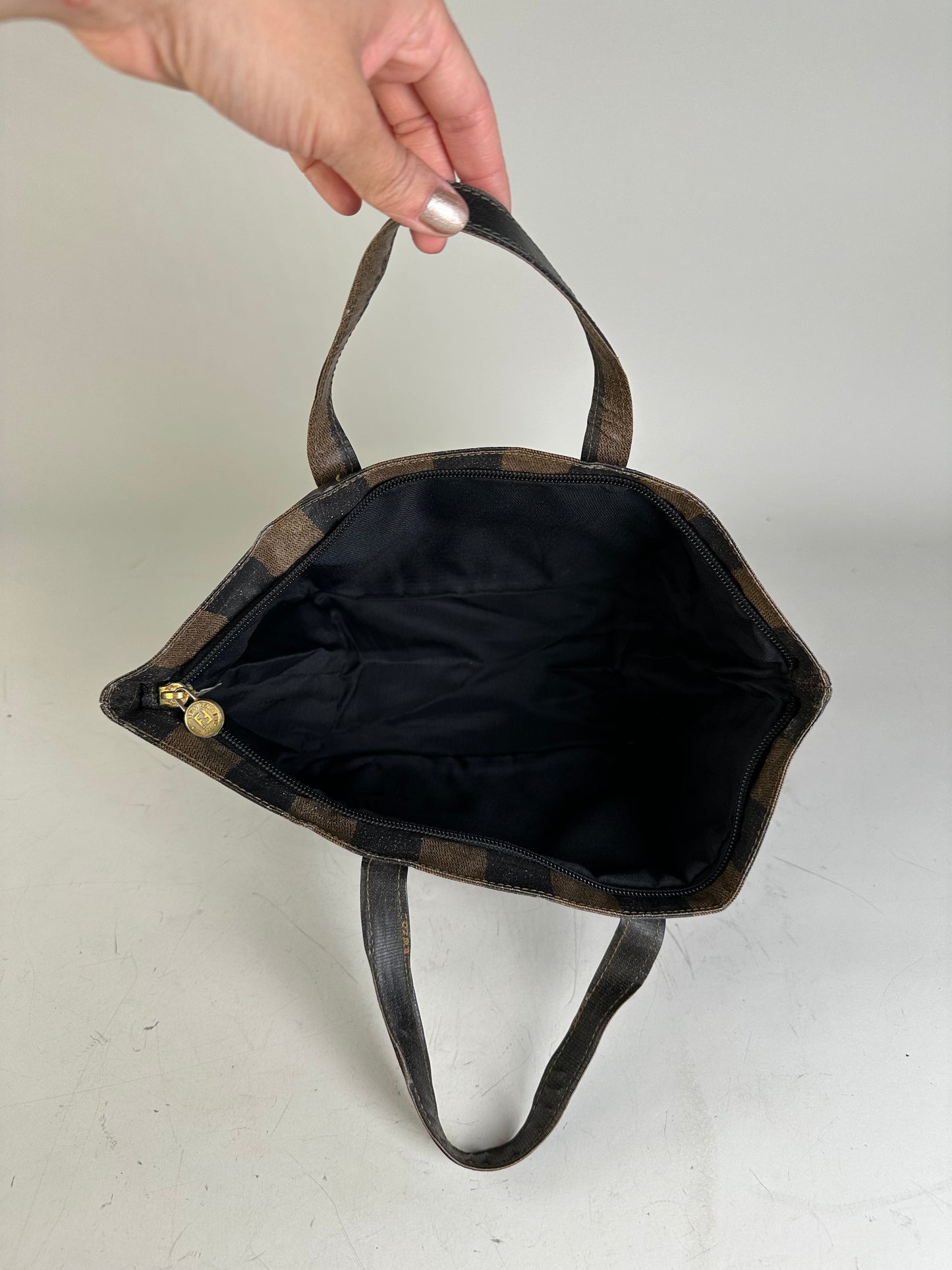Vintage Fendi Canvas Tote Black Brown