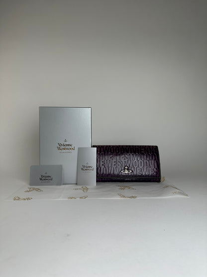 Vintage Vivienne Westwood Logo Embossed Long Wallet Purple
