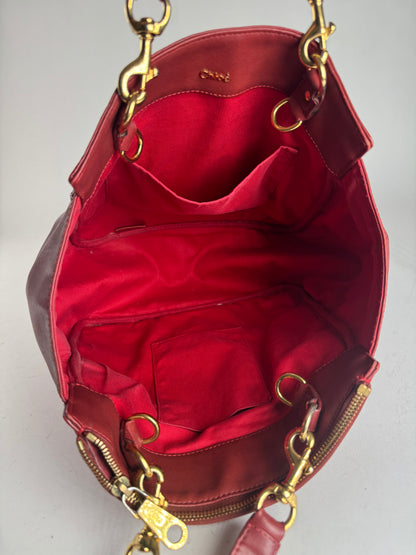 Vintage Chloe Leather Tote Bag red