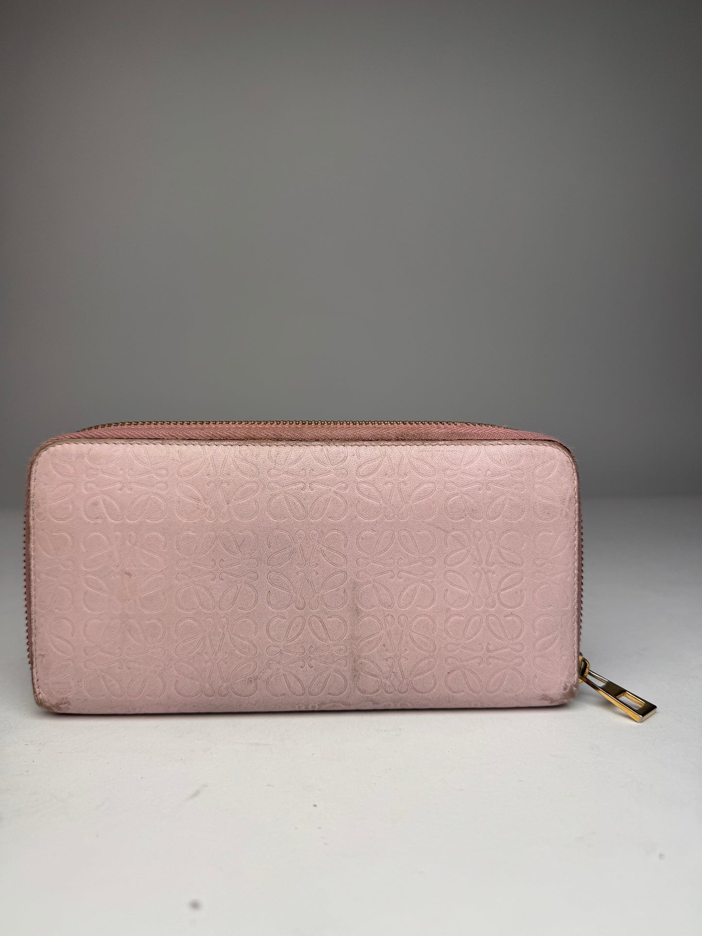 Vintage Loewe Madrid Zippy Leather monogram Wallet Pink