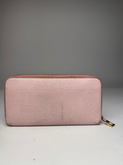 Vintage Loewe Madrid Zippy Leather monogram Wallet Pink