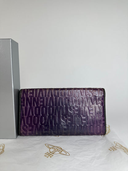 Vintage Vivienne Westwood Logo Embossed Long Wallet Purple