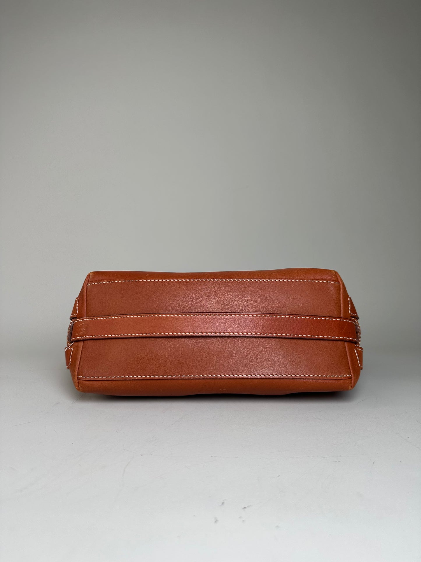 Vintage Celine Grained Leather Shoulder Bag Orange Gold