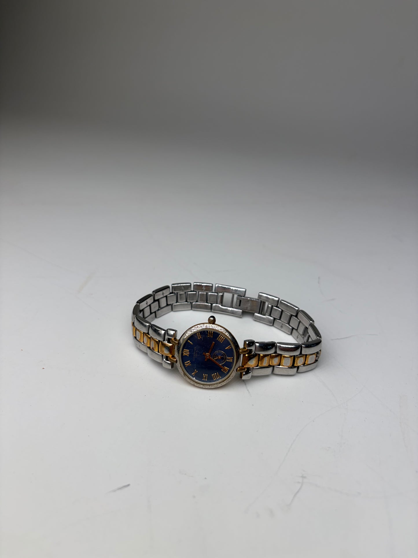 Vintage Givenchy Stainless Steel Bracelet Watch Blue Gold