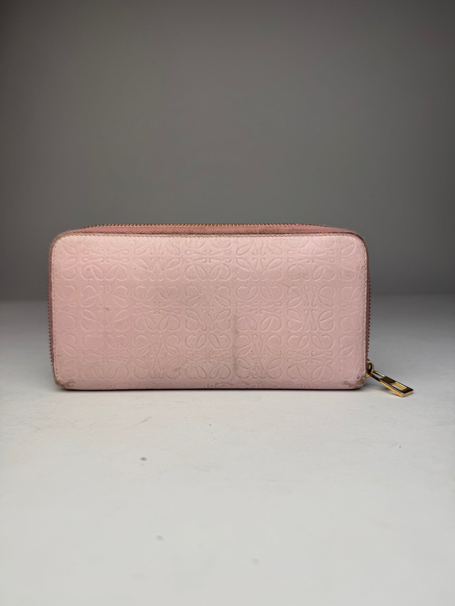 Vintage Loewe Madrid Zippy Leather monogram Wallet Pink