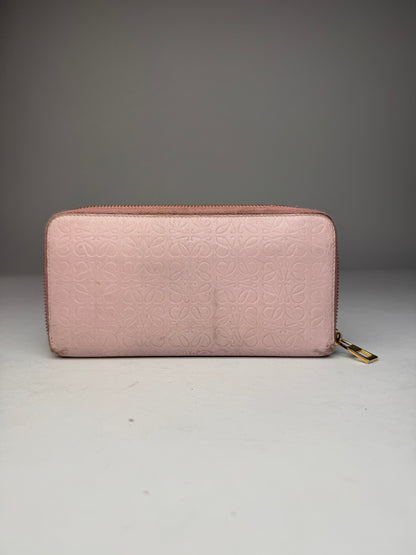Vintage Loewe Madrid Zippy Leather monogram Wallet Pink