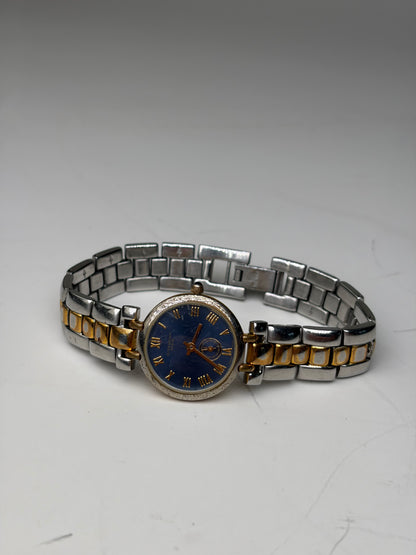 Vintage Givenchy Stainless Steel Bracelet Watch Blue Gold