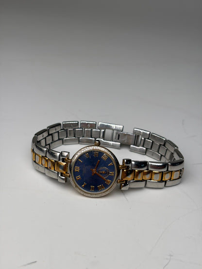 Vintage Givenchy Stainless Steel Bracelet Watch Blue Gold