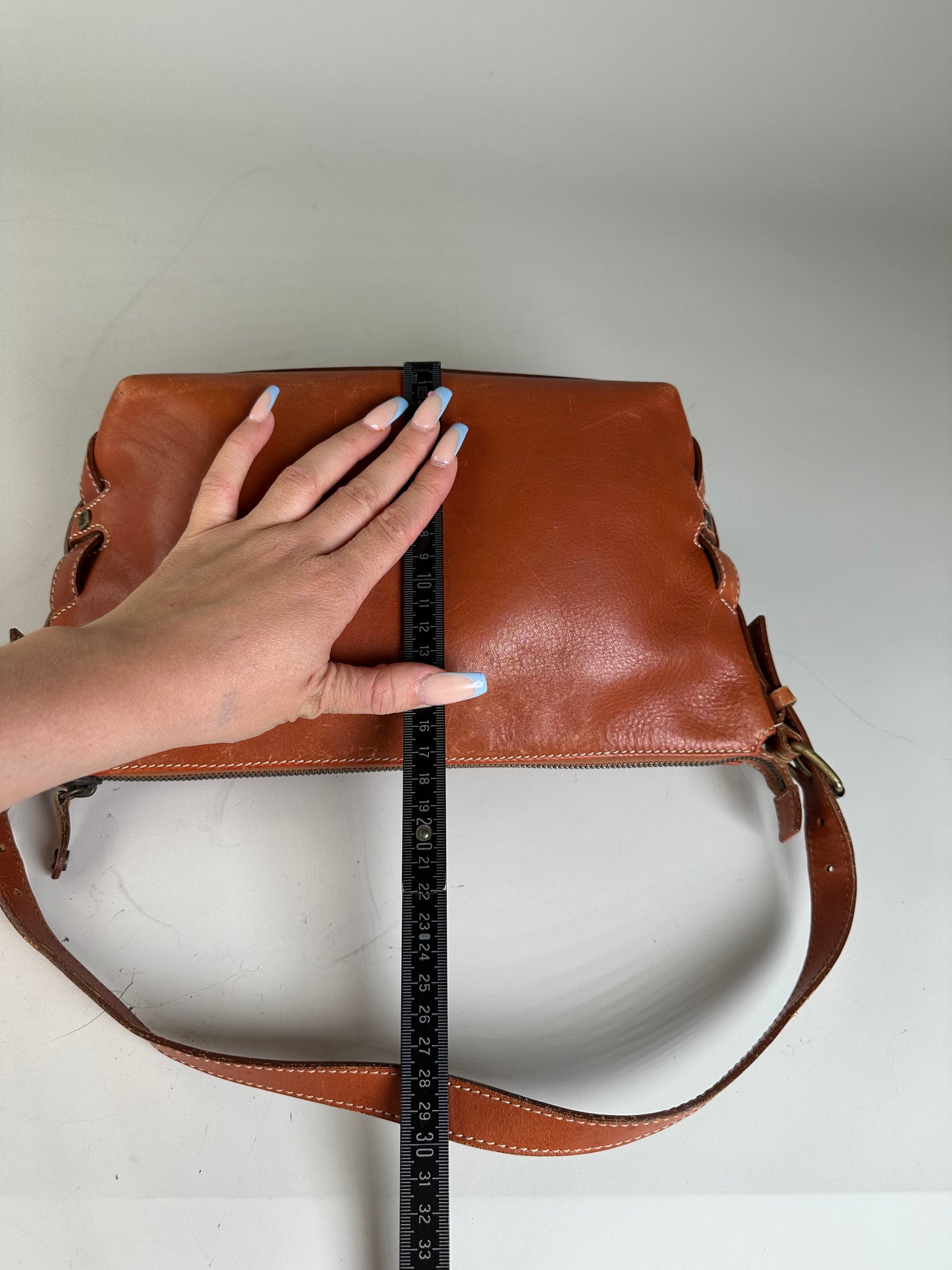 Vintage Celine Grained Leather Shoulder Bag Orange Gold