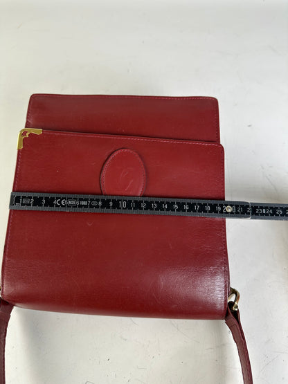 Vintage 19,5x21x8 Burgundy Smooth Leather Shoulder Bag Gold Hardware