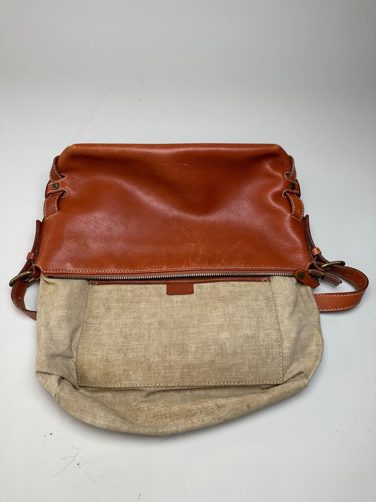 Vintage Celine Grained Leather Shoulder Bag Orange Gold