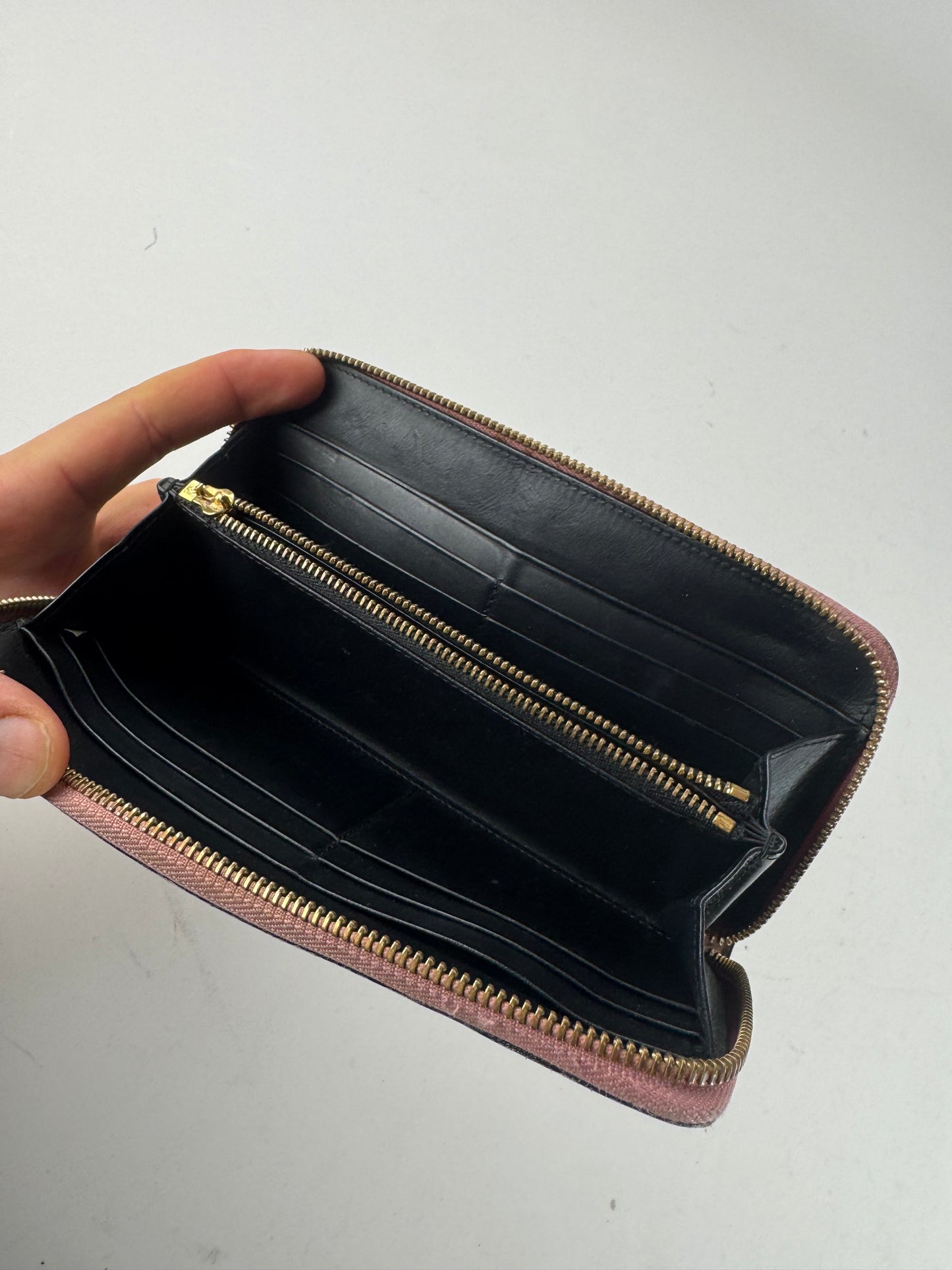 Vintage Loewe Madrid Zippy Leather monogram Wallet Pink