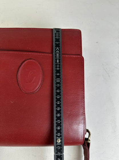 Vintage 19,5x21x8 Burgundy Smooth Leather Shoulder Bag Gold Hardware