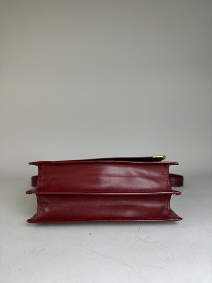 Vintage 19,5x21x8 Burgundy Smooth Leather Shoulder Bag Gold Hardware