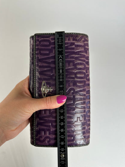Vintage Vivienne Westwood Logo Embossed Long Wallet Purple