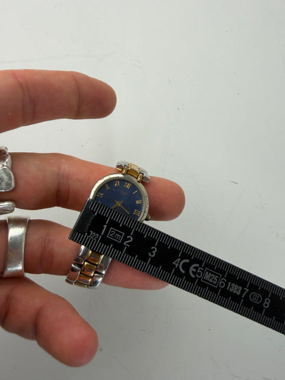 Vintage Givenchy Stainless Steel Bracelet Watch Blue Gold