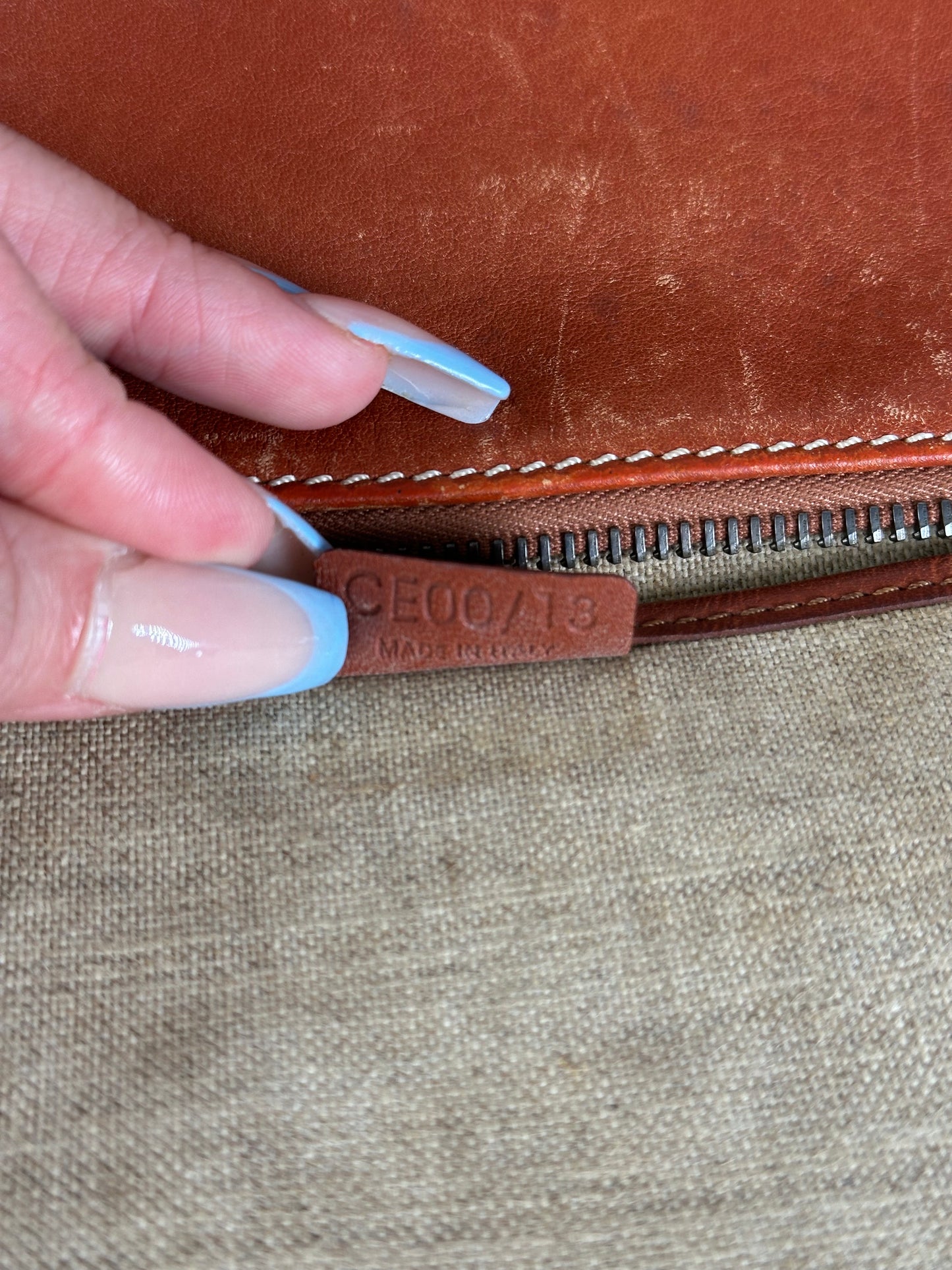 Vintage Celine Grained Leather Shoulder Bag Orange Gold