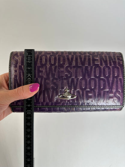 Vintage Vivienne Westwood Logo Embossed Long Wallet Purple