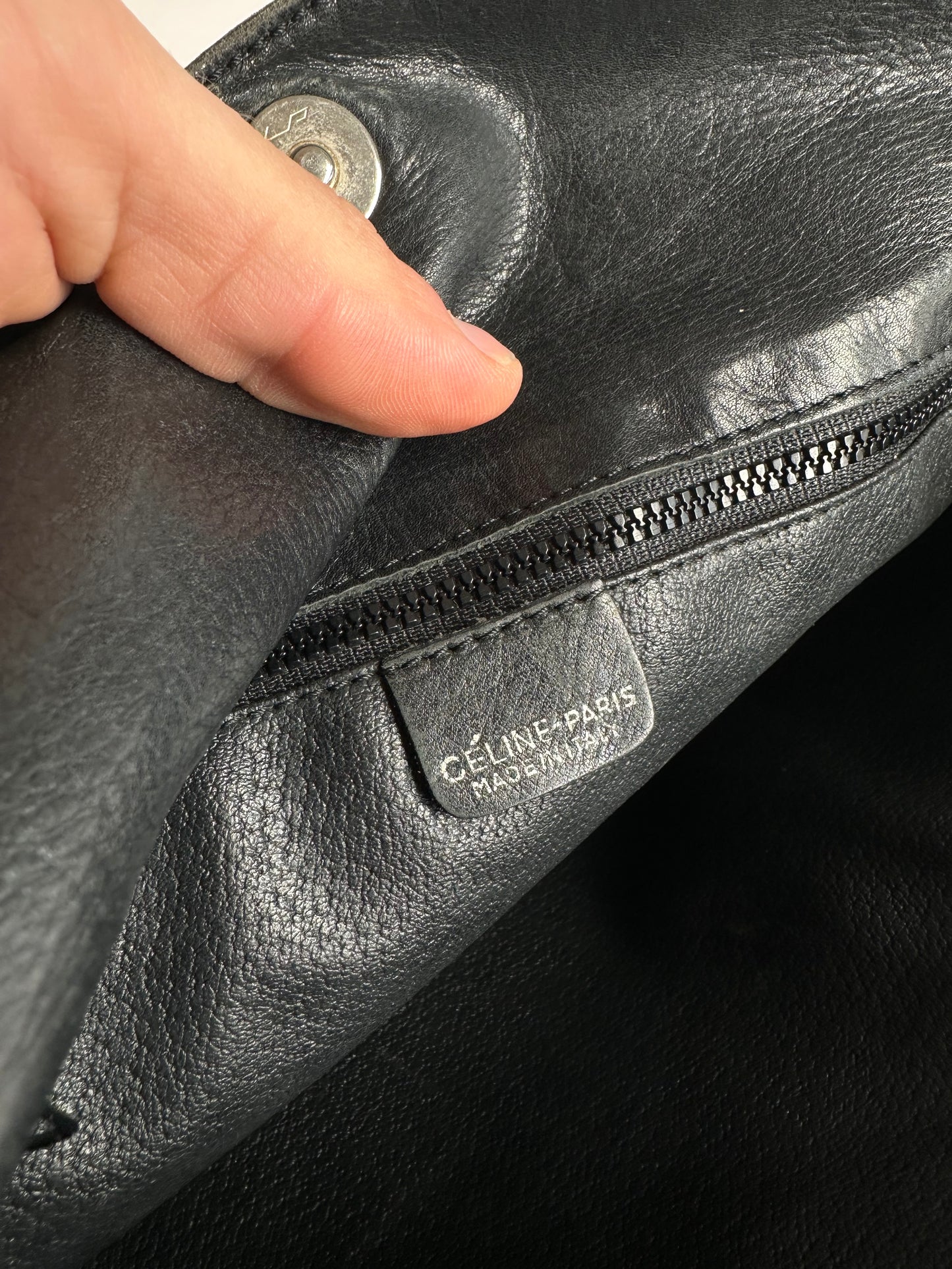 Vintage Celine Paris Leather Shoulder / Crossbody Bag Black Brown