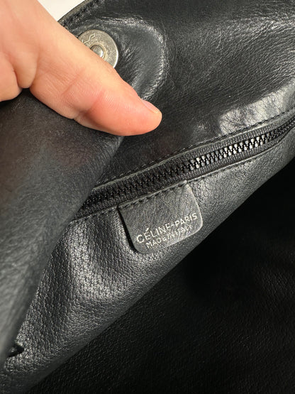 Vintage Celine Paris Leather Shoulder / Crossbody Bag Black Brown