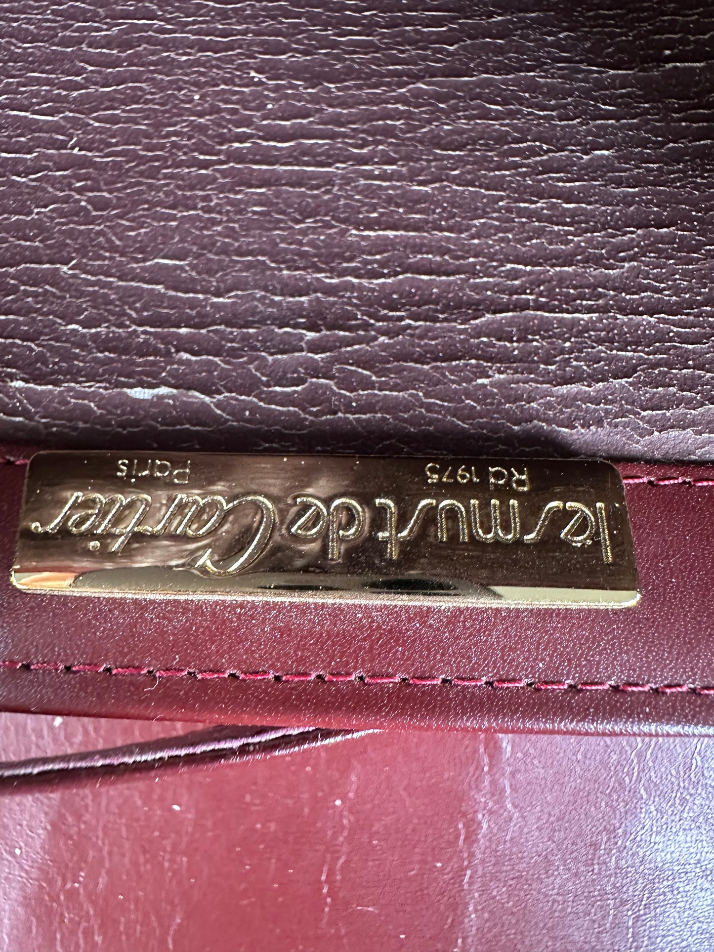 Vintage 19,5x21x8 Burgundy Smooth Leather Shoulder Bag Gold Hardware