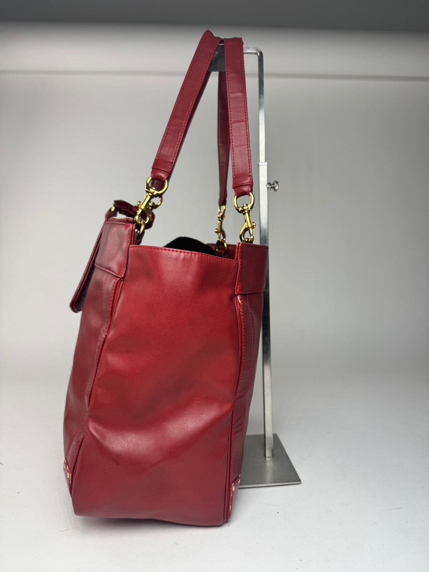 Vintage Chloe Leather Tote Bag red