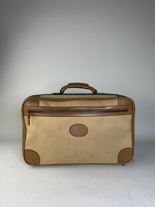 Vintage Gucci Canvas Travel Bag Beige Brown Gold