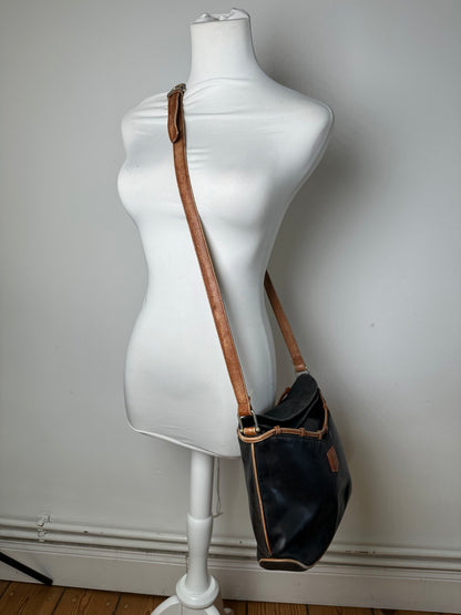 Vintage Celine Paris Leather Shoulder / Crossbody Bag Black Brown