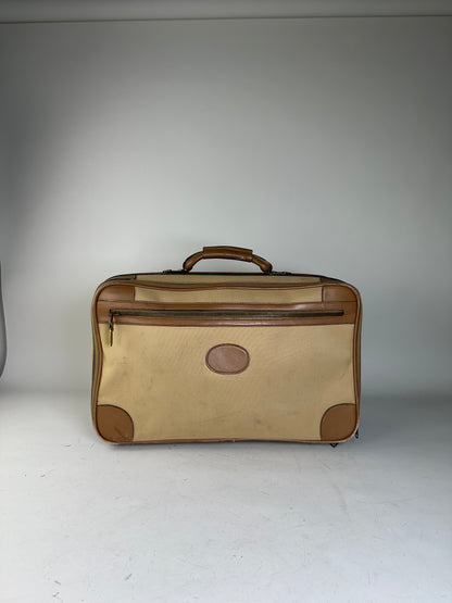 Vintage Gucci Canvas Travel Bag Beige Brown Gold