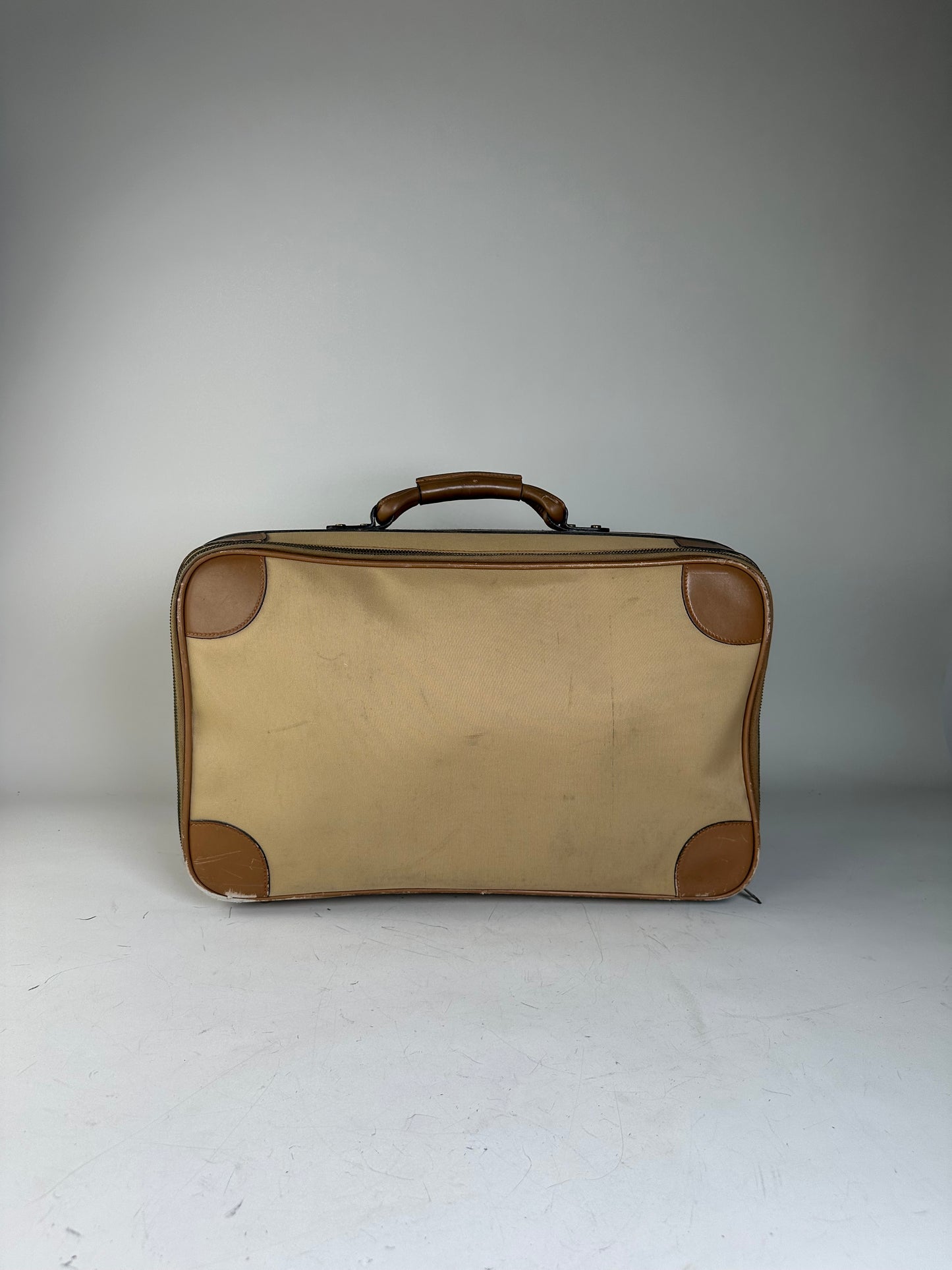 Vintage Gucci Canvas Travel Bag Beige Brown Gold