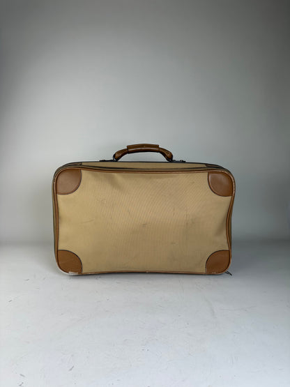Vintage Gucci Canvas Travel Bag Beige Brown Gold