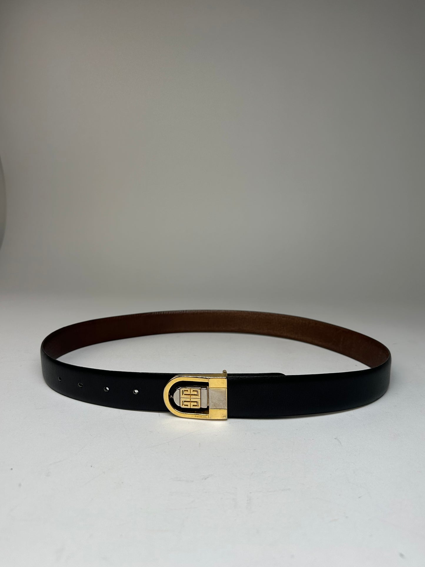 Vintage Givenchy Leather Belt Black Brown
