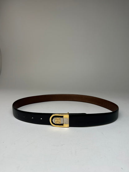 Vintage Givenchy Leather Belt Black Brown
