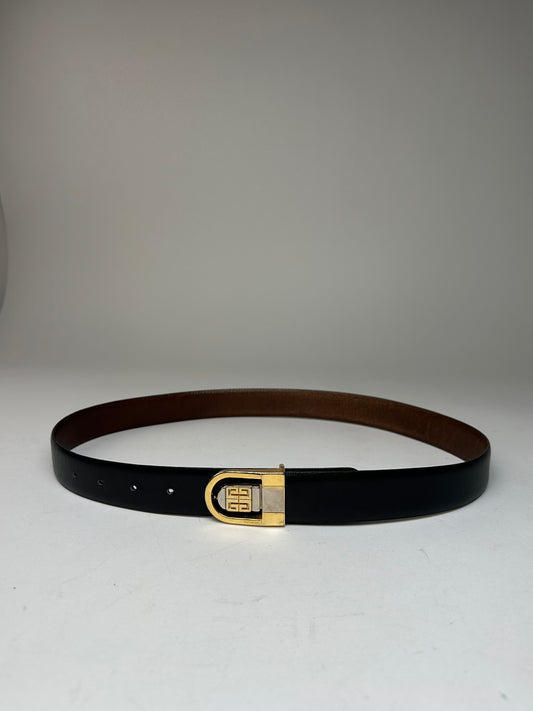 Vintage Givenchy Leather Belt Black Brown